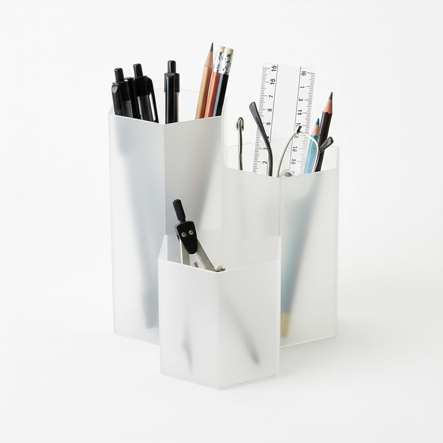Black Pen Holder for Desk | 3 Compartment Organizer Desk for Pen, Pecils, Makeup Brushes, Tooth Brushes | Cute Pencil Cup Desk Organizers and Accessories for Office, Home, Classroom, Teacher Desks