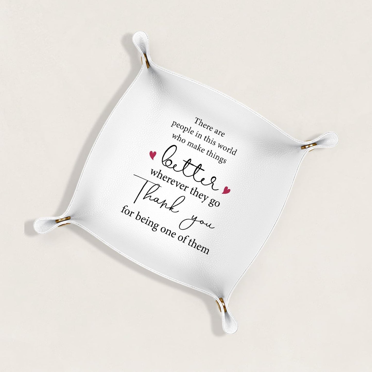Inspirational Gifts for Women Jewelry Valet Tray, Motivational Positive Affirmations Gifts for Women, Blue Retro Nightstand Desk Accessories PU Leather Tray Organizer for Jewelry Rings Watches