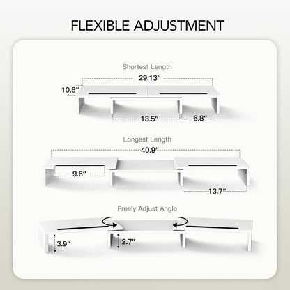 AMERIERGO Dual Monitor Stand Riser for 2 Monitors, Monitor Stand for Desk, Adjustable Computer Monitor Stand with 2 Slot, Multifunctional Desktop Organizer Stand for Laptop, PC, Computer, Printer