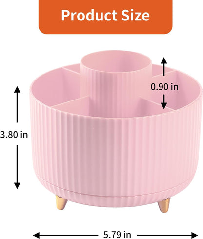 Desk Pencil Pen Holder, 5 Slots 360°Degree Rotating Pen Organizers for Desk, Desktop Storage Stationery Supplies Organizer, Cute Pencil Cup Pot for Office, School, Home, Art Supply, Dark Green