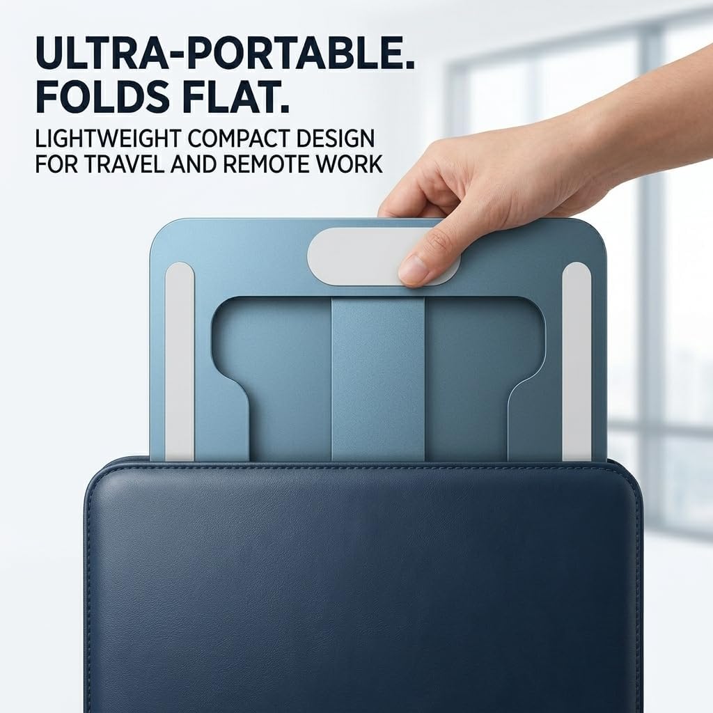 LRLKFX Laptop Stand Portable Foldable Aluminum Laptop Riser Height Adjustable Ergonomic Holder for Desk Compatible with MacBook Air Pro, Dell, HP, Lenovo & More 10-15.6" - Silver