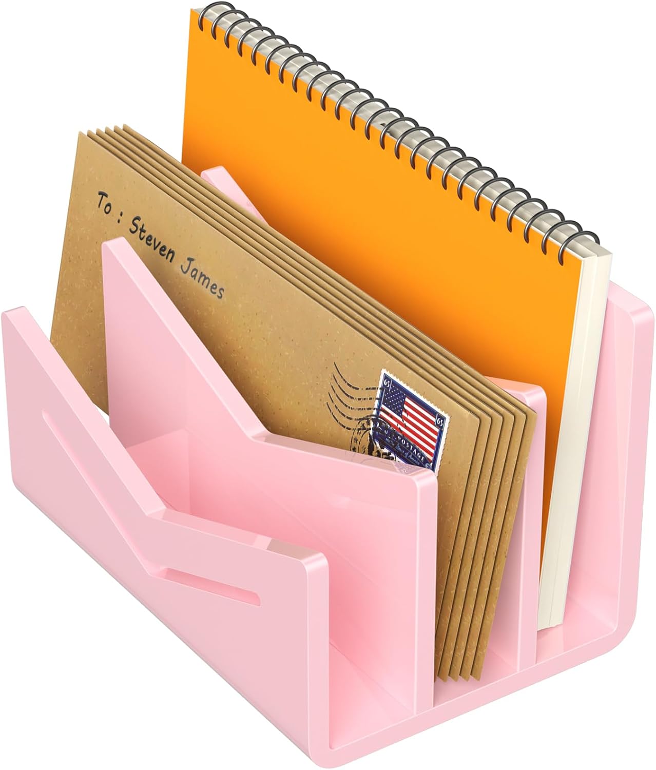 Beego Envelope and Mail Organizer Countertop - Clear Acrylic Desk Organizer Letter Holder Desktop File Sorter Bill Document Folder Rack for Office, Home, School Desk Organization