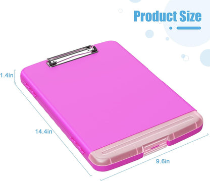Hongri Clipboard with Storage with Pen Holder, Folder Nursing Clip Board 8.5 x 11 Foilo-Side Opening, High Capacity, Light Weight for Teachers, Classroom. Size 14 x 9.6 x 1.2 in(Pink)