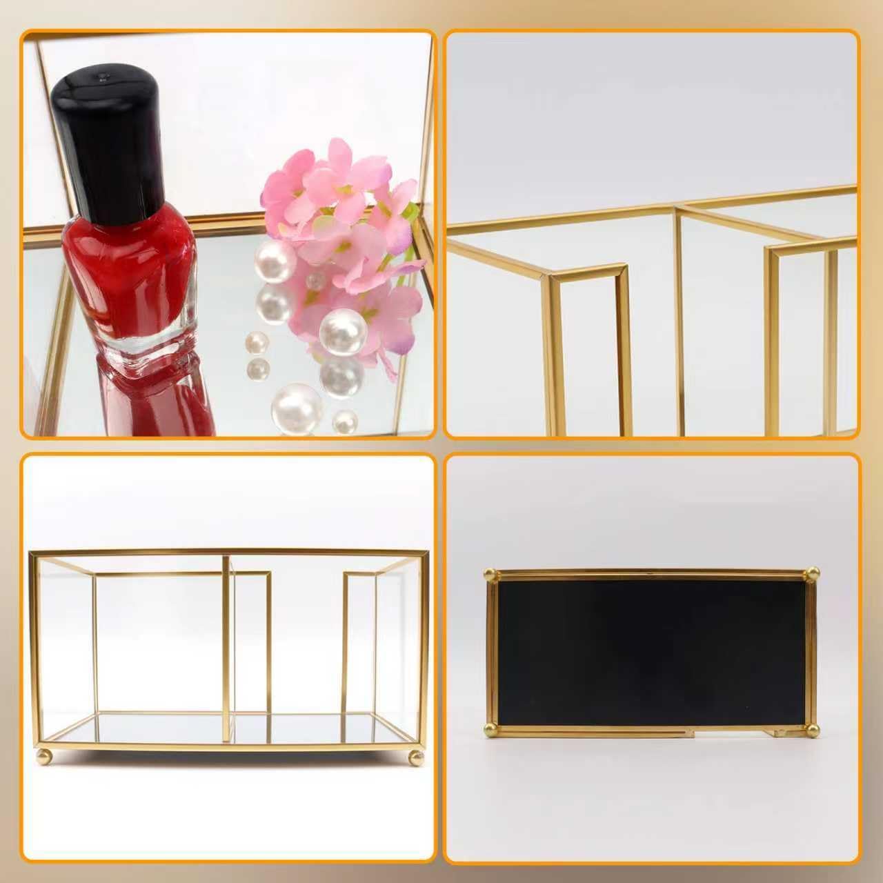 Sticky Note Holder,Glass Post It Note Dispenser with Pen Slot,Gold 3 x 3 Inch Post It Note Holder for Desk,Stylish Sticky Note Dispenser for Home Office Desk