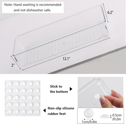 Ohlove 6 Pcs Large Clear Plastic Drawer Organizers Tray 15" x 6.3" Storage Bins with 25 Pcs Non-Slip Pads for Makeup, Jewelries, Kitchen Utensils, Bathroom and Office