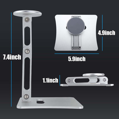 Magnetic Phone Stand for Desk, Heightened & Adjustable & Foldable Metal Magnetic Phone Holder Stand for Desk/Office/Home, Compatible with iPhone 12-17All Series/Mag Safe Case (Black