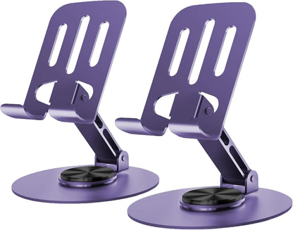 Universal Metal Cell Phone Stand, Multi-Angel Adjustable 360° Rotation Non-Slip Metal Phone Stand Compatible with iPhone 17 16 Pro Max and All Smartphones (Purple)