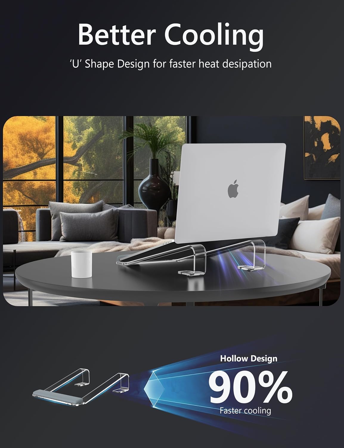 JCZT Aluminum Laptop Stand, Notebook Stand with Wrist Rest, Ergonomic Detachable Laptop Mount, Computer Stand Compatible with 10-17'' All Laptops Such as MacBook Air Pro/HP/Dell/Lenovo, Gold