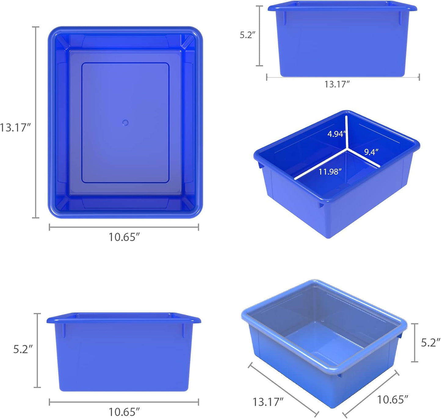 Storex Letter Size Flat Storage Tray – Organizer Bin for Classroom, Office and Home, Clear, 5-Pack (62531A05C), 10 x 13 x 3 Inches