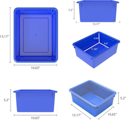 Storex Letter Size Flat Storage Tray – Organizer Bin for Classroom, Office and Home, Clear, 5-Pack (62531A05C), 10 x 13 x 3 Inches