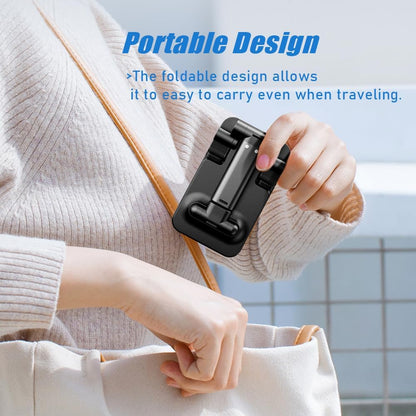 Cell Phone Stand, Angle Height Adjustable Cell Phone Holder with Silicon Pad for Desk Fully Forldable Mobile Phone Holder Compatible with All Mobile Phones, MT-6, (White)