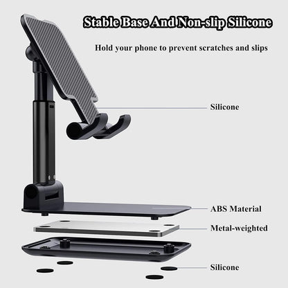 Meetuo 2 Pcs Cell Phone Stand, Adjustable Angle Height Phone Stand for Desk, Fully Foldable/Portable Phone Holder, Compatible for iPhone 16/15/14/13/12/Smartphones