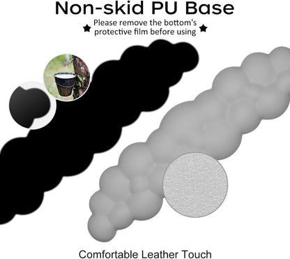 JIKIOU Upgrade Leather Cloud Keyboard Wrist Rest, Cloud Wrist Rest with Non-Slip PU Base, Comfortable Memory Foam Wrist Rest for Computer Laptop Mac Gaming Office and Pain Relief Christmas Wish Gift