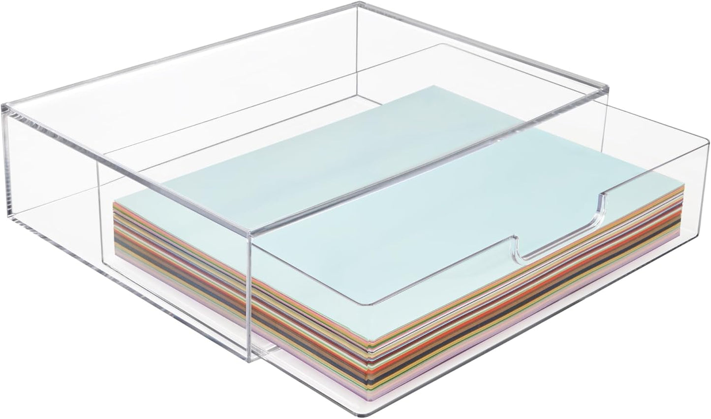 STORi STAX Plastic Stackable Organizer Drawers (Set of 2) Clear | 12.5" Wide | Set Includes Two Open Drawer | Organize Office Desk Accessories & Sort Paper | Made in USA
