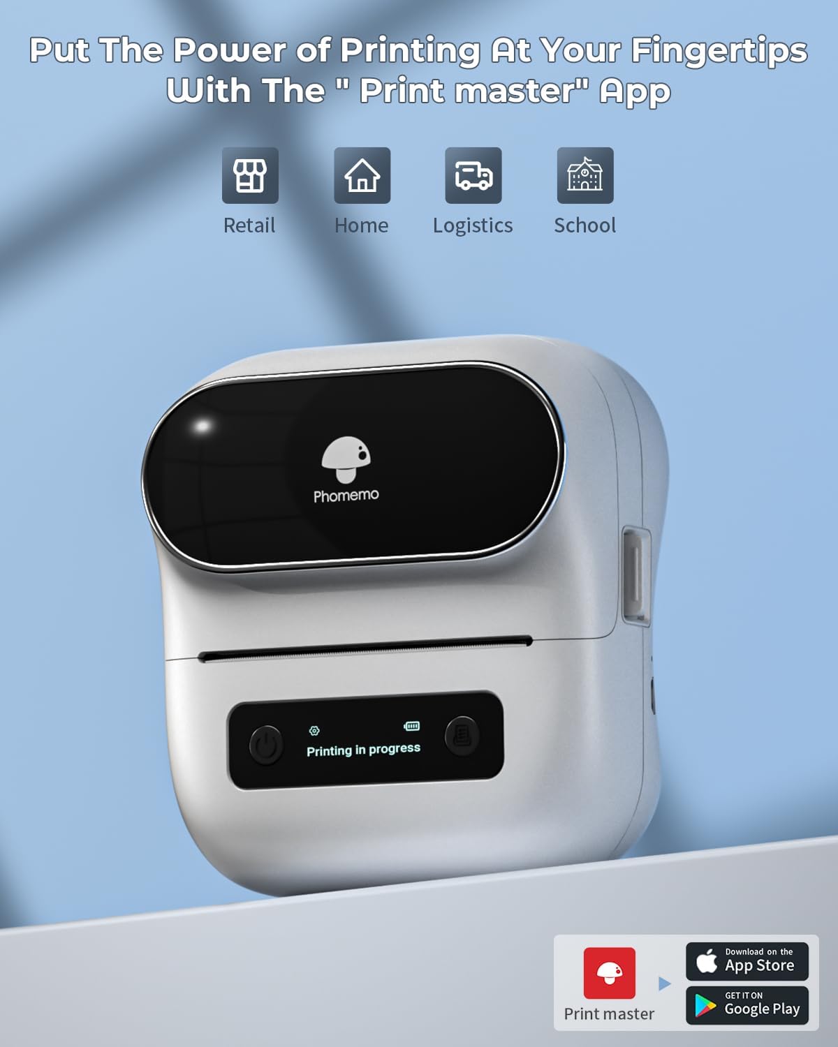 Phomemo Label Maker,M220 Label Printer,3 Inch Bluetooth Thermal Label Maker Machine with 6000+ Icons,700+ Templates,400+ Fonts,for Kids School Items,Small Business,Large Sticker