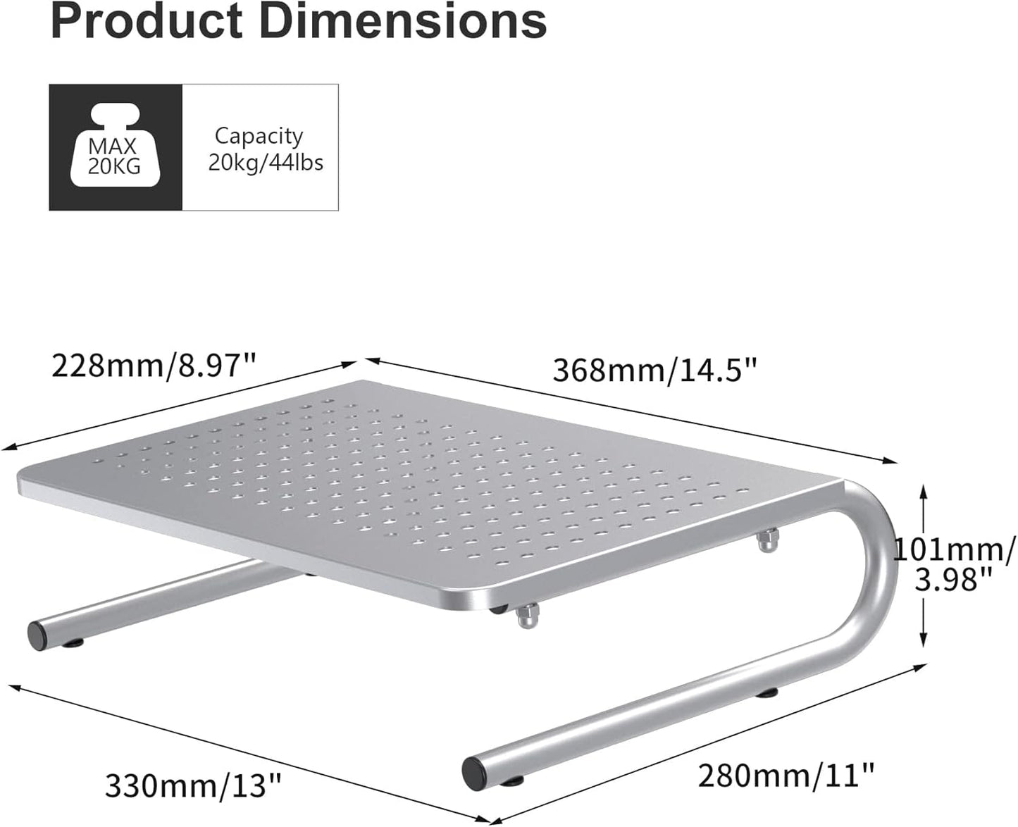 suptek Monitor Stand Riser for Computer,Laptop,Printer, Notebook and All Flat Screen Display with Vented Metal Platform and 4 Inches Height Underneath Storage (MST004)