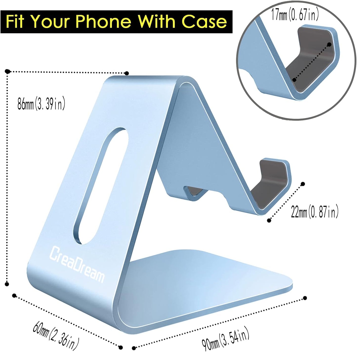 CreaDream Cell Phone Stand, Cradle, Holder, Aluminum Desktop Stand Compatible with Switch, All Smart Phone, iPhone 15 14 13 12 Pro Max Plus Mini Xr X Se 8 SE -Rose Gold