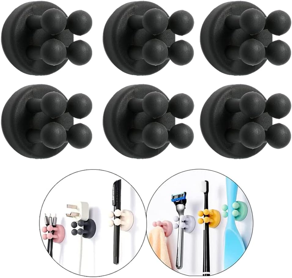 Silicone Toothbrush Holders - 4 Pcs Razor Hooks Adhesive Wall Mounted for Hanging Towel Key Plug Cable, Utility Decor Stick to Dorm Room Essentials Function for Kitchen Bathroom Home Office