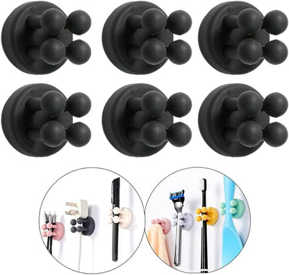 Silicone Toothbrush Holders - 4 Pcs Razor Hooks Adhesive Wall Mounted for Hanging Towel Key Plug Cable, Utility Decor Stick to Dorm Room Essentials Function for Kitchen Bathroom Home Office