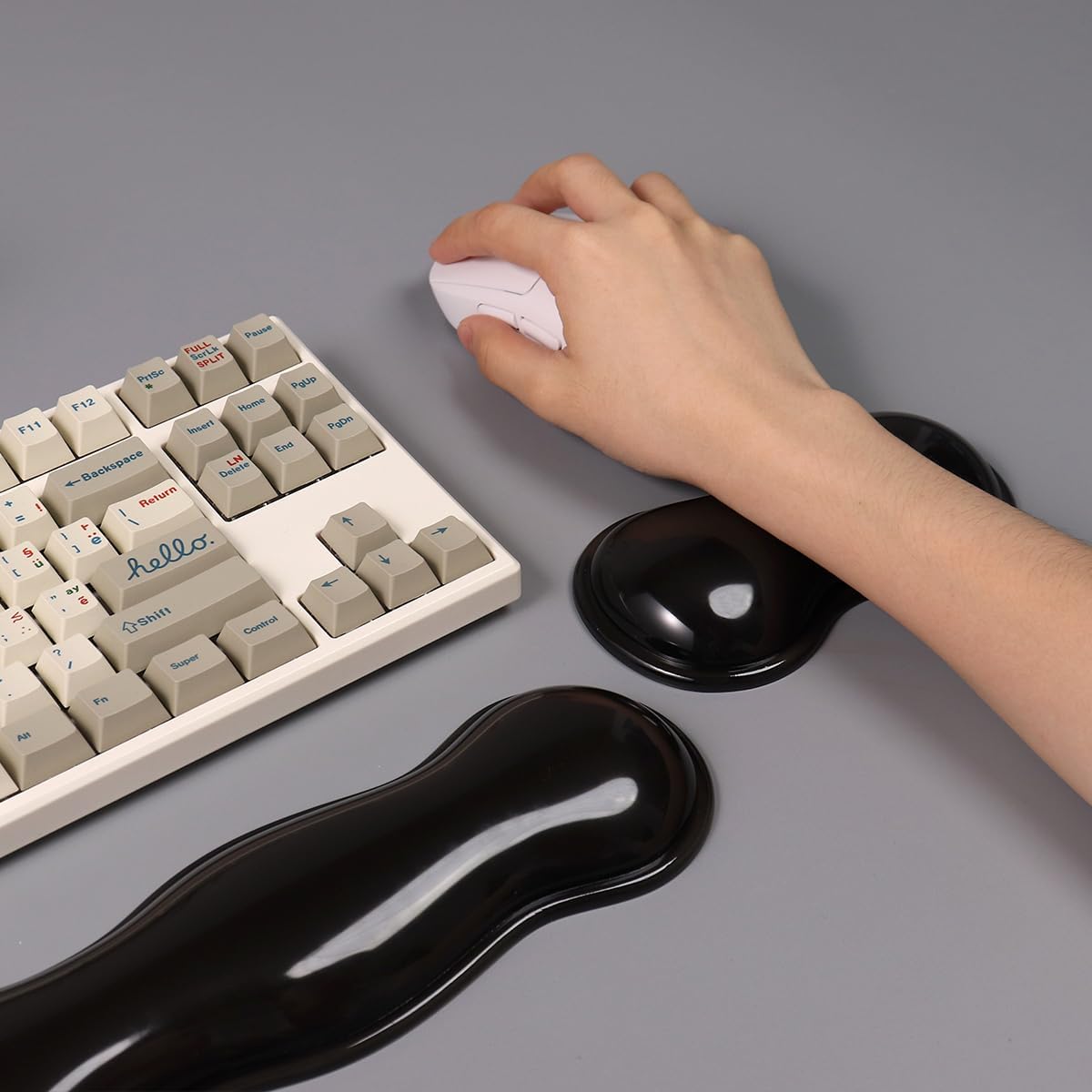 Clear Gel Wrist Rest for Keyboard and Mouse, Green Silicone Mouse Wrist Rest Set, Cute Ergonomic Wrist Rest for Keyboard 60%/75%(Green)