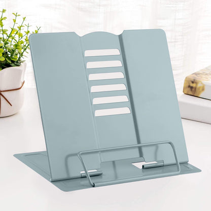 MSDADA Desk Book Stand Metal Reading Rest Book Holder Adjustable Cookbook Documents Holder for Recipes Textbooks Tablet Music Books, Mom Gifts, Gifts for Grandma Mom Mothers Day(Light Purple)