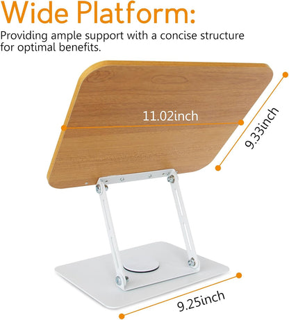 trophable Book Stand for Reading Cookbook Stand Book Holder with 360 Rotating Base Page Clips Book Display Stand for Recipe Sheet Music Laptop Drawing Tablet