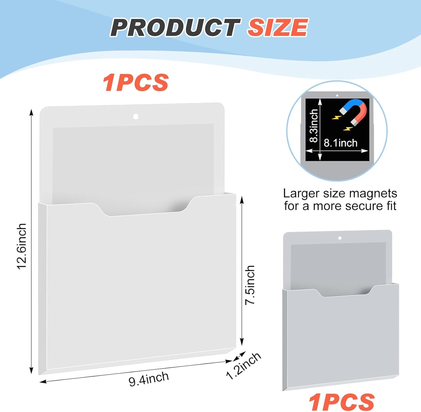 Feifeiya 2 Pcs Magnetic File Folder Wall Hanging Holder Large Pocket Paper Magazine Mail Organizer for Refrigerator Classroom Locker Whiteboard(Vertical,Purple Color,12.2 x 9.4 Inches)