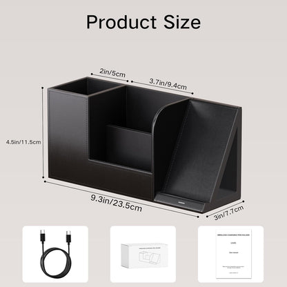 Multi-Functional Pencil Holder for Desk, Desk Organizers and Accessories with 4 Compartments for Office Art Supplies,Desk Phone Stand Charger for Desktop/Counter,Wihte Office Storage for Pens, Keys