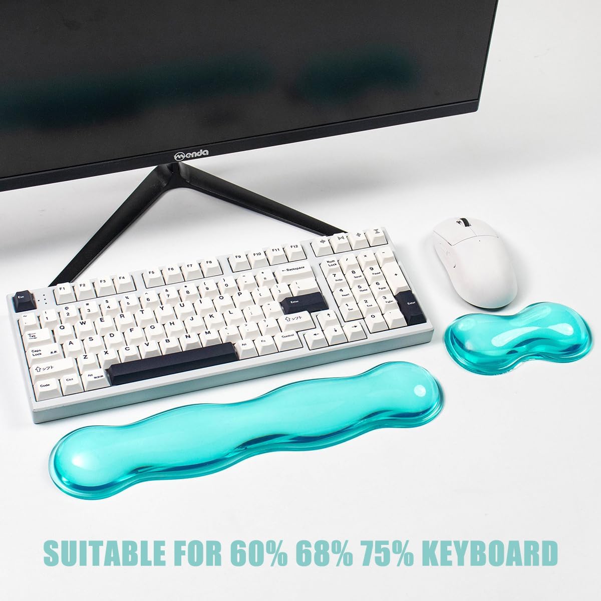 Ergonomic Gel Keyboard and Mouse Wrist Rest Set – Clear Wrist Rest for Computer Keyboard 60%/68%/75%, Comfort & Support for Typing and Gaming (Grey Purple)