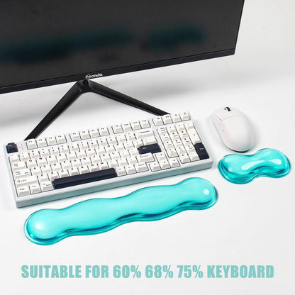 Ergonomic Gel Keyboard and Mouse Wrist Rest Set – Clear Wrist Rest for Computer Keyboard 60%/68%/75%, Comfort & Support for Typing and Gaming (Grey Purple)