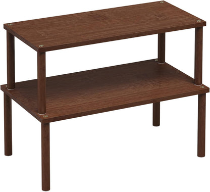 VERTORGAN Cabinet Organizer Shelf(Set of 2),Kitchen Counter Shelves,Bamboo Stackable Expandable Spice Rack Countertop(Medium)
