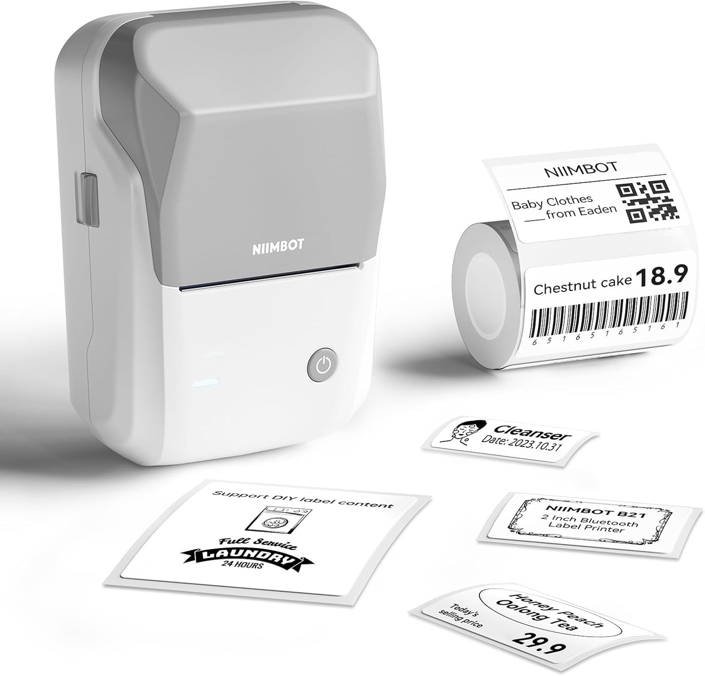 NIIMBOT B1 Label Maker Machine, Thermal Label Printer Easy to Use for Office, Home, Business, Came with 1 Roll White Label(Blue)