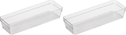Oggi Set of 5 Clear Drawer Organizers - (1) 3x6.25, (2) 3x9.5, (2) 3x12.5 - Ideal for Organizing Kitchen Drawers, Office, Desk, Silverware, Kitchen Utensils, Cosmetics and Bathrooms