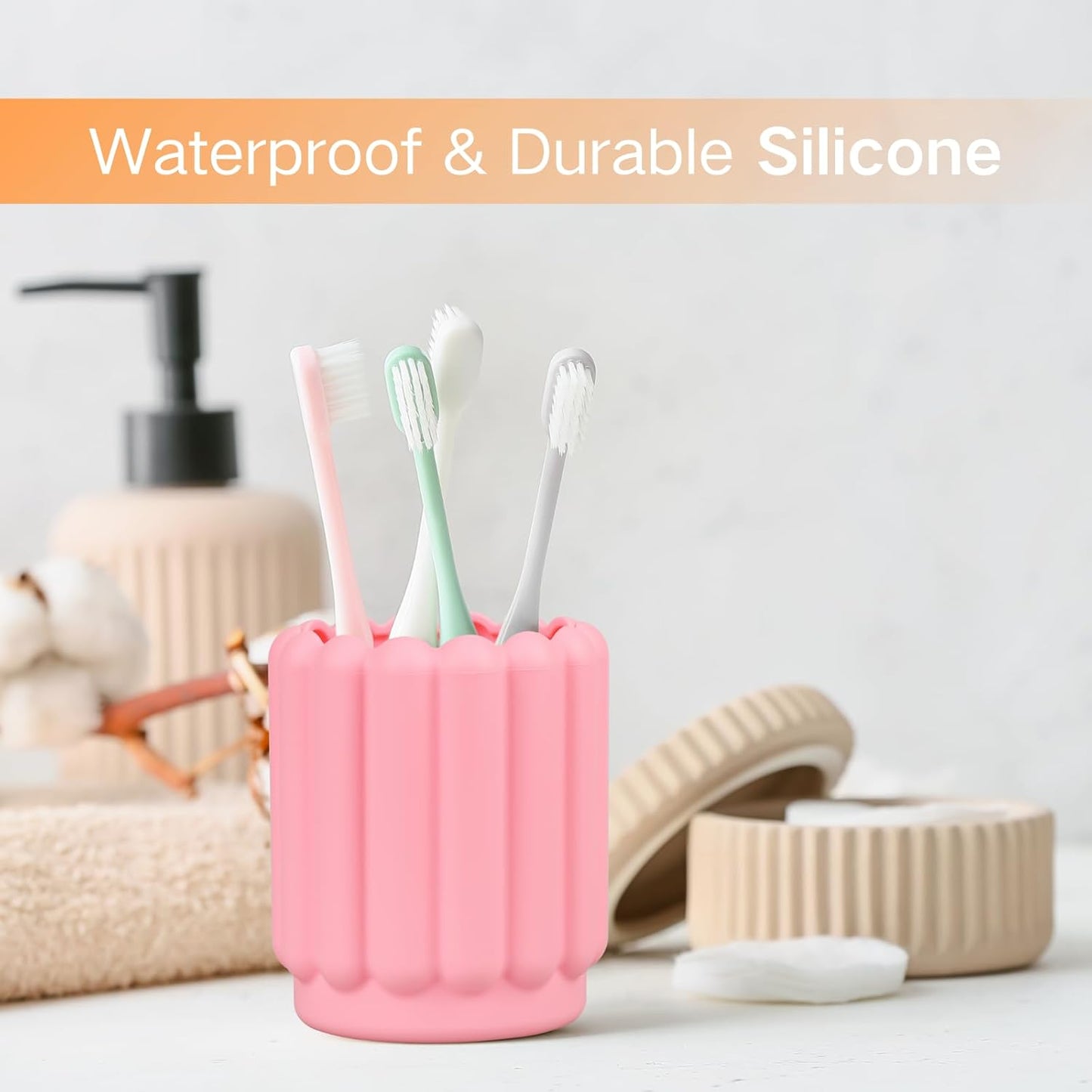 Silicone Pen Holder, Pencil Holder Cute Pens Cup for Desk for Kids Office Decor Desk Accessories Pen Pot Desk Organizer (White)