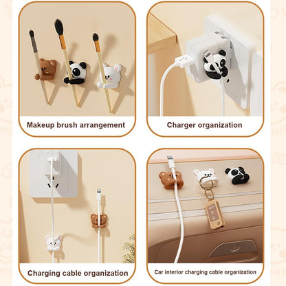 6pcs Cute Animal Cable Organizer Adorable Panda Rabbit Bear Shaped Cable Clips Desk Cable Management Cord Holder for Nightstand Headphones Chargers USB Cables