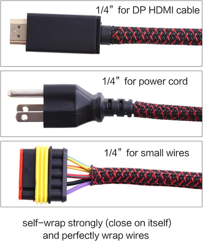 Alex Tech 10ft - 1/2 inch Cord Protector Wire Loom Tubing Cable Sleeve Split Sleeving For USB Cable Power Cord Audio Video Cable – Protect Cat From Chewing - Black