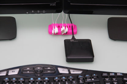 Heaviest Cable Organizer on The Market! Compact and Weighted Desktop Cord Holder and Cable Organizer, Eco-Friendly Silicone, No Bad Smell, Bundled with 4 Reusable Cable Ties! (Black)