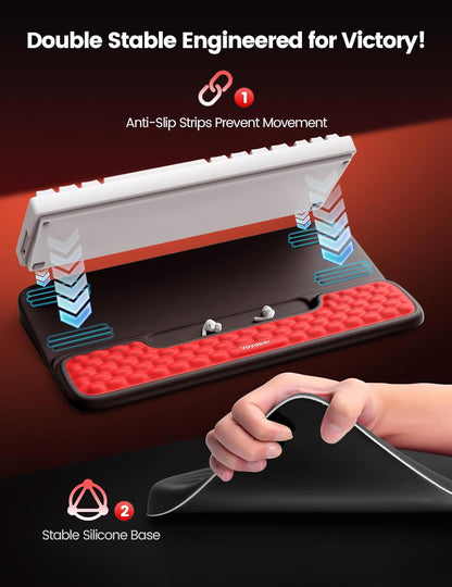 Vaydeer Wrist Rest with Keyboard Stand, Computer Wrist Support Pad, Ergonomic Keyboard Riser Holder Lift Tray with Wrist Pad, Soft Memory Foam Desk Cushion, Palm Hand Typing for Office Home Gift-Blue