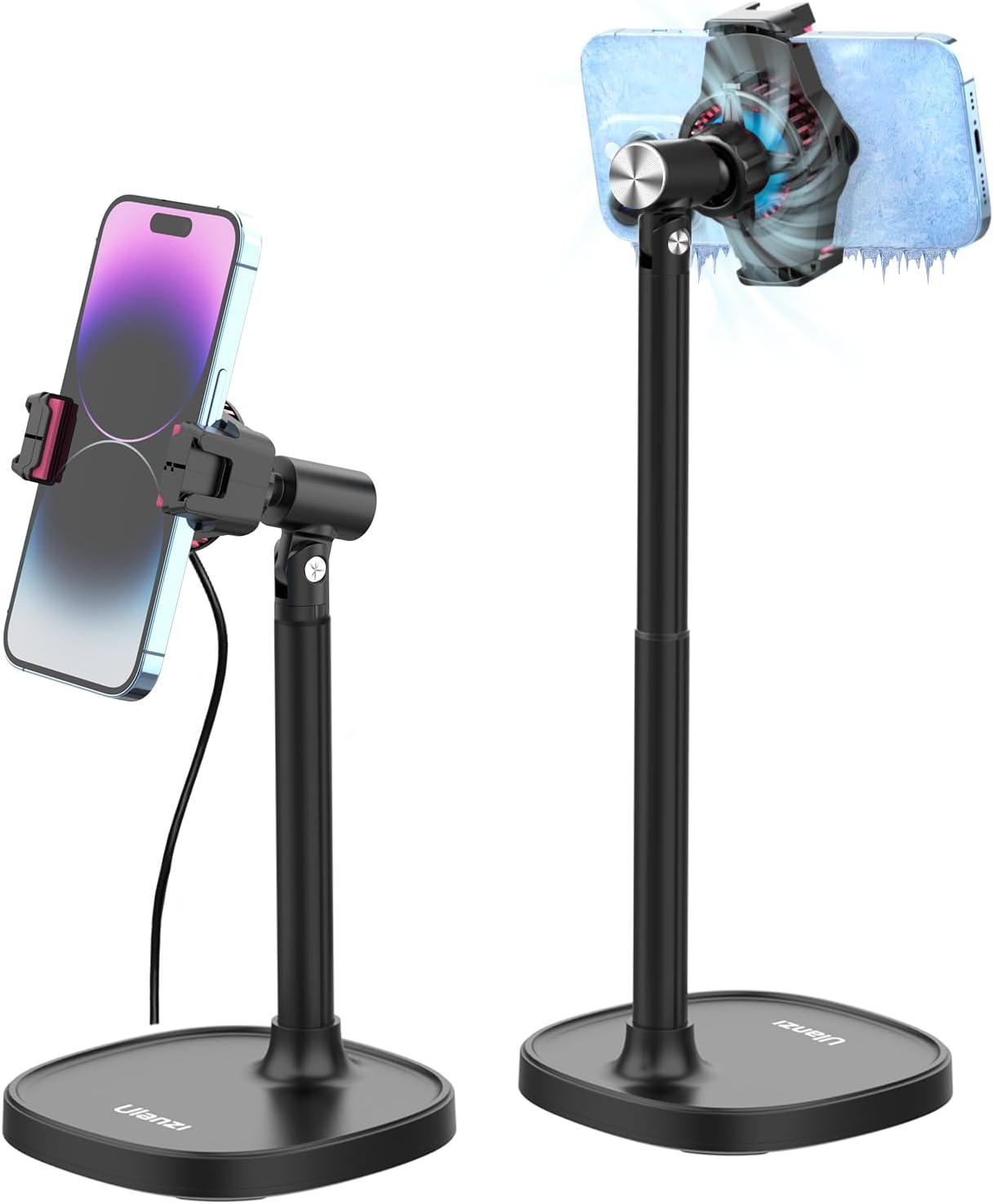 ULANZI Cell Phone Stand Mount for Desk, Vijim HP004 Adjustable Height & Angle Phone Holder, 360 Degree Rotating Desktop Phone Stand Compatible with iPhone, Samsung and All Phones