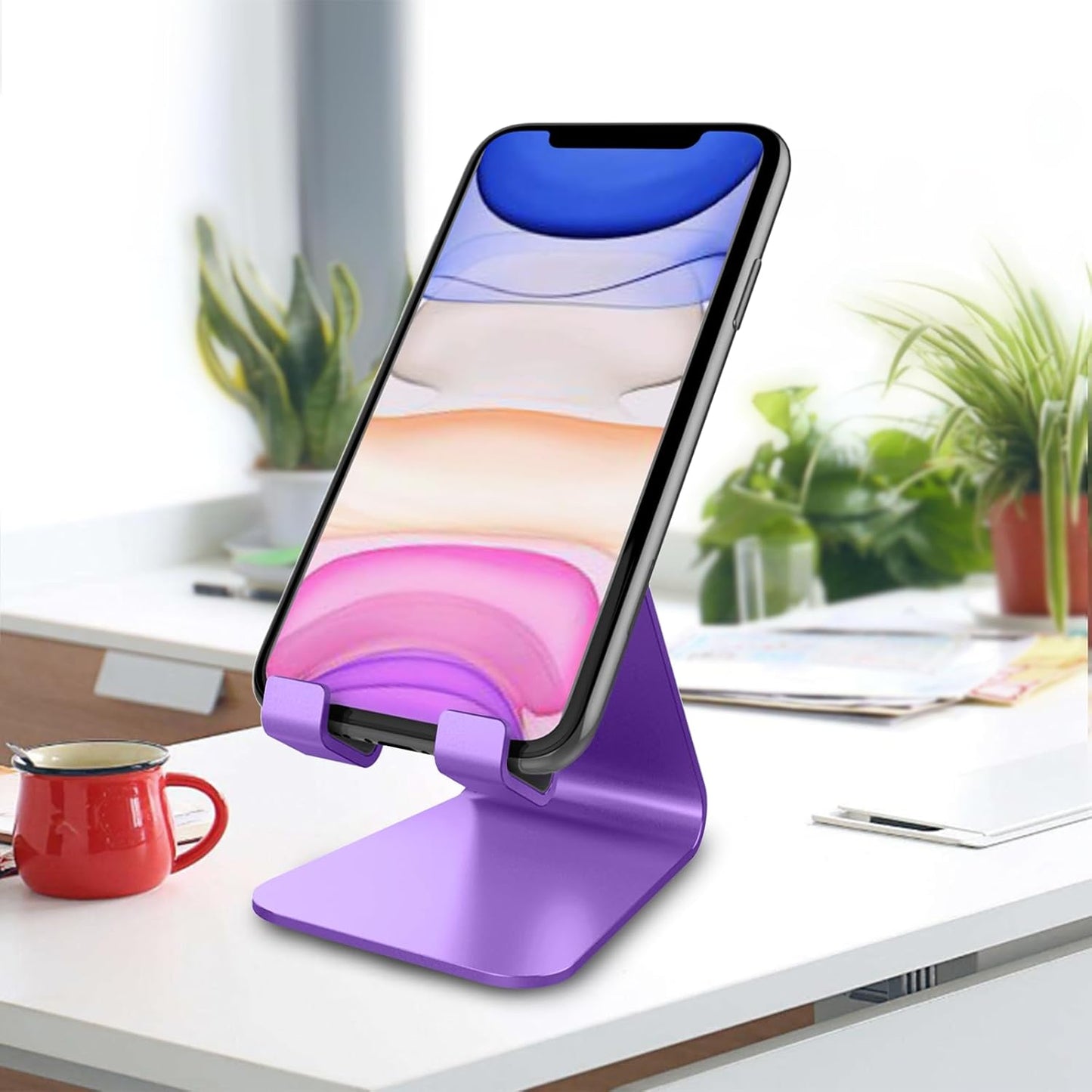 CreaDream Cell Phone Stand, Cradle, Holder, Aluminum Desktop Stand Compatible with Switch, All Smart Phone, iPhone 15 14 13 12 Pro Max Plus Mini Xr X Se 8 SE -Rose Gold