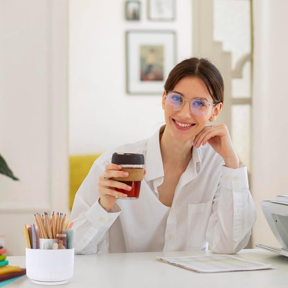 SKYDUE 360 Degree Rotating Pencil Pen Holder for Desk, Dual-Purpose Desk Organizer, Rotating Pencil Cup with 5 Slots, Office Supplies, Desk Decor for Office, School, Home