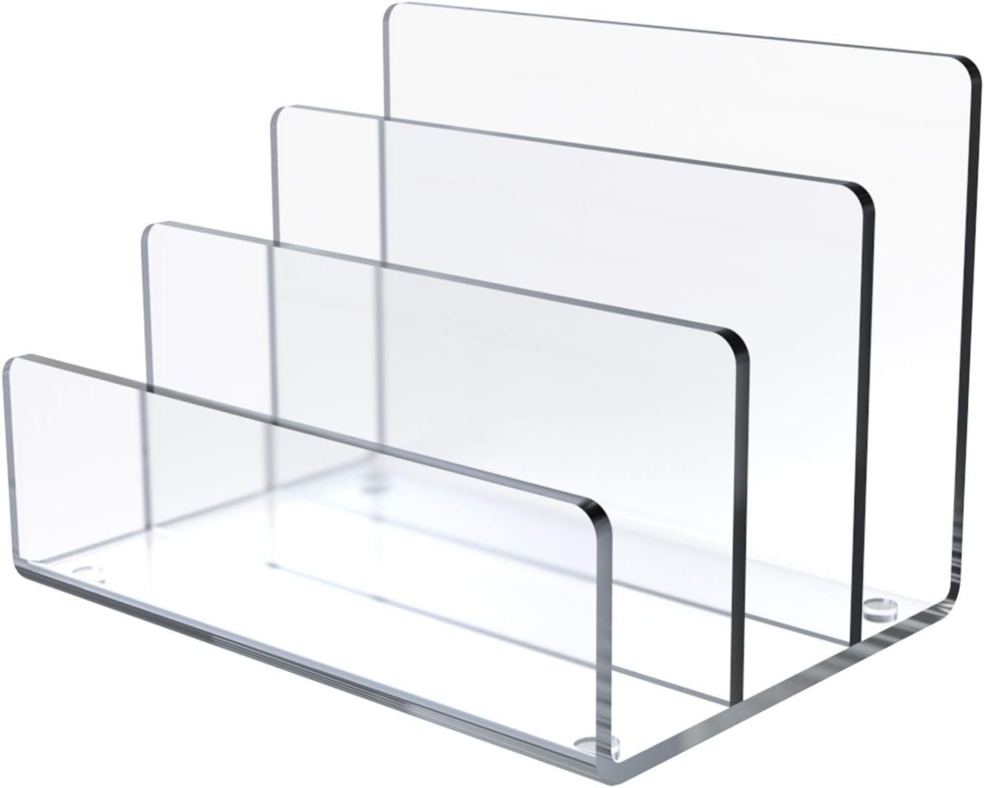 Jucoan Clear Acrylic File Holder, 3 Sections Vertical Desktop Organizer, 9 x 6.5 x 6.5 Inch Office File Sorter Stand Rack for Documents Letter Book