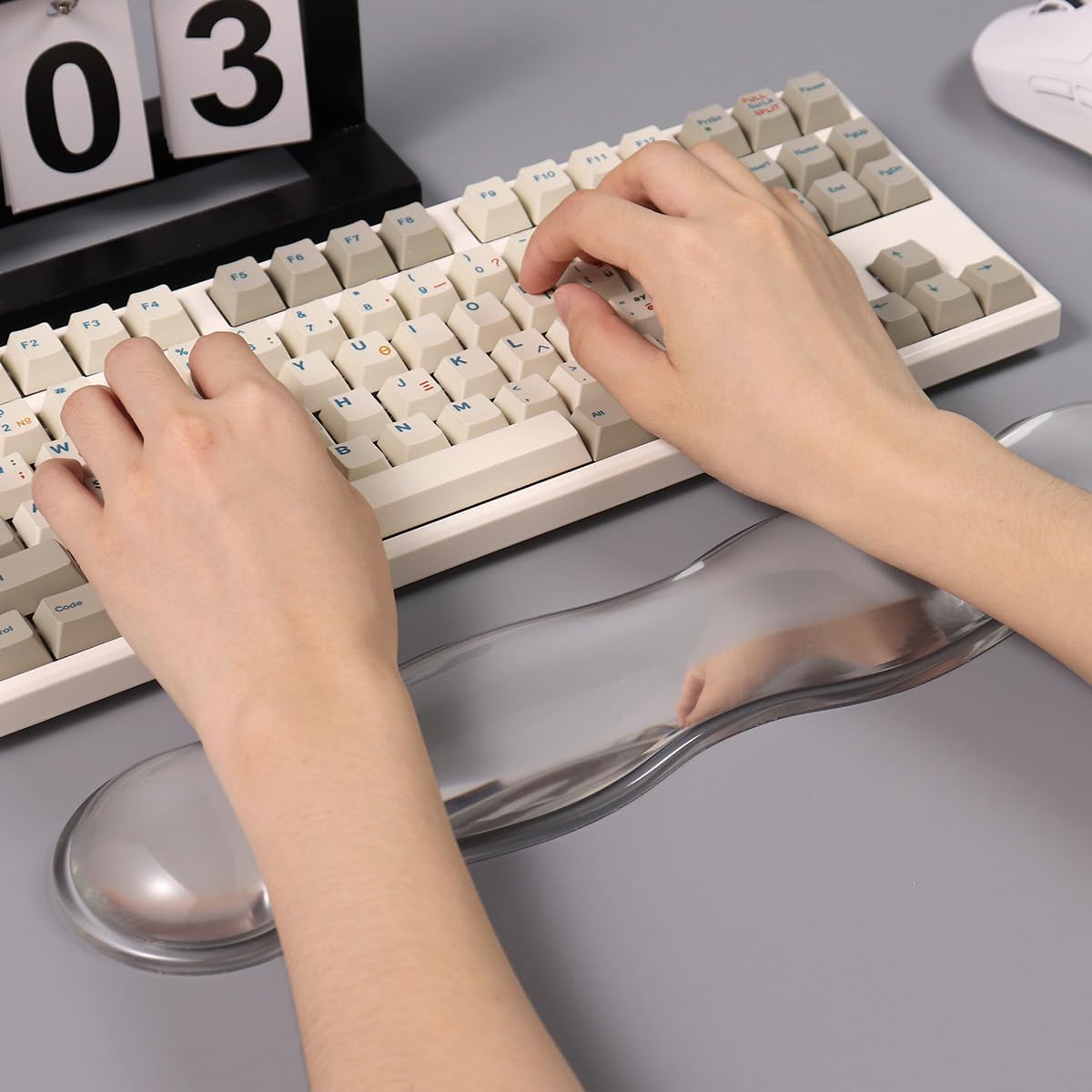 Clear Gel Wrist Rest for Keyboard and Mouse, Green Silicone Mouse Wrist Rest Set, Cute Ergonomic Wrist Rest for Keyboard 60%/75%(Green)