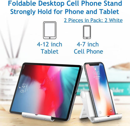 Adjustable Foldable Cell Phone Stand for Desk, Compatible with Most Smartphones and Tablets, Fits Devices up to 10 Pounds