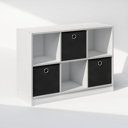 Furinno Cubic Closet Organizers and Storage, 6-Cube Closet Organizer with Bins, Open Shelf Storage, for Wardrobe, Bedroom, Living Room, White