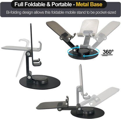 POQOD 2 Pack Cell Phone Stand, Foldable Phone Holder for Desk Compatible with Phone 15 14 13 12 11 Pro Xs Xs Max Xr X 8, Nintendo Switch, All Phones, Black & White