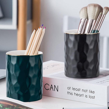 HANKOR Ceramic Pen Holder Cup Pencil Holder for Desk, Makeup Brush Holder Organizer for Office Home, White