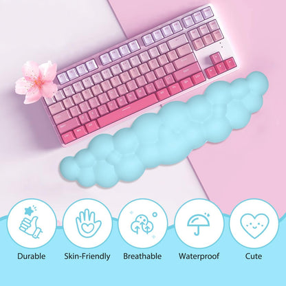JIKIOU Upgrade Leather Cloud Keyboard Wrist Rest, Cloud Wrist Rest with Non-Slip PU Base, Comfortable Memory Foam Wrist Rest for Computer Laptop Mac Gaming Office and Pain Relief Christmas Wish Gift