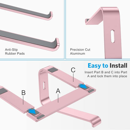 OMOTON Laptop Stand, Detachable Laptop Mount, Aluminum Laptop Holder Stand for Desk, Compatible with MacBook Air/Pro, Dell, HP All Laptops (11-16 inch), Silver