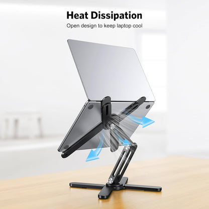 OMOTON LA10 360° Rotating Laptop Stand Riser for Desk, Ergonomic Foldable Computer Stand Adjustable Height Angles for Collaborative Work, Easy Storage Fit Macbooks,All Laptops up to 16 inches, Silver